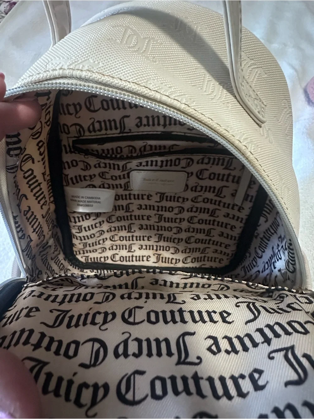 Juicy Couture Cream Mini Logo Backpack